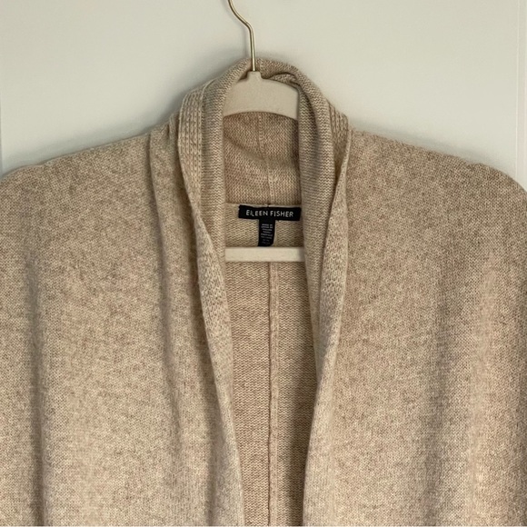 Eileen Fisher Tan Yak Wool Blend Dolman Sleeves Cardigan Sweater - 47151 - Picture 3 of 16